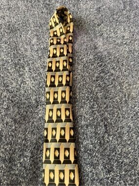 Mark Jason Geometric Black and Gold Patterned Tie